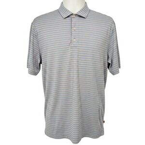 JOHNNIE-O Mens Top Shelf Striped Short Sleeve Polo Shirt Size M UPF 50 - AC